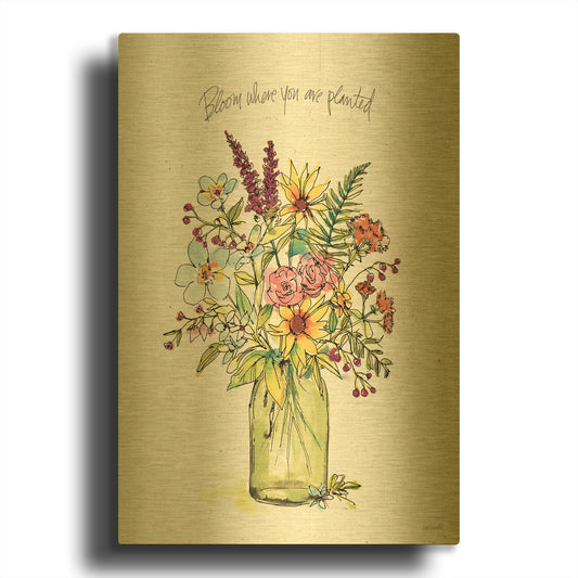 'Simply Petals III' By Anne Tavoletti Gold Metal Wall Art