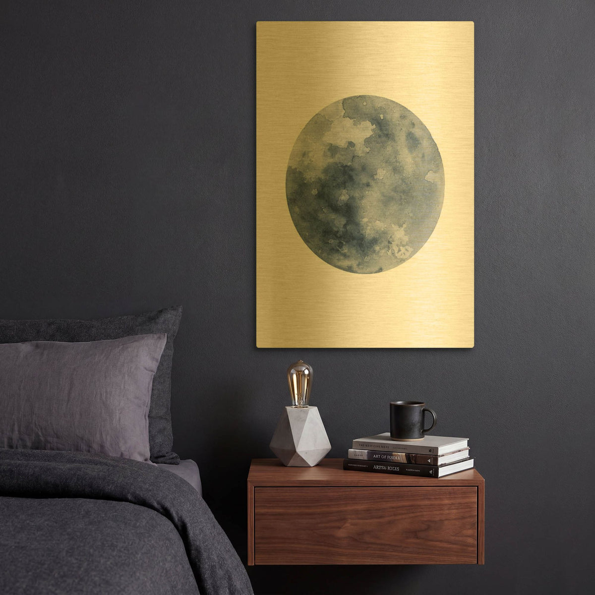 'Blue Moon' By Brandon Wong Gold Metal Wall Art