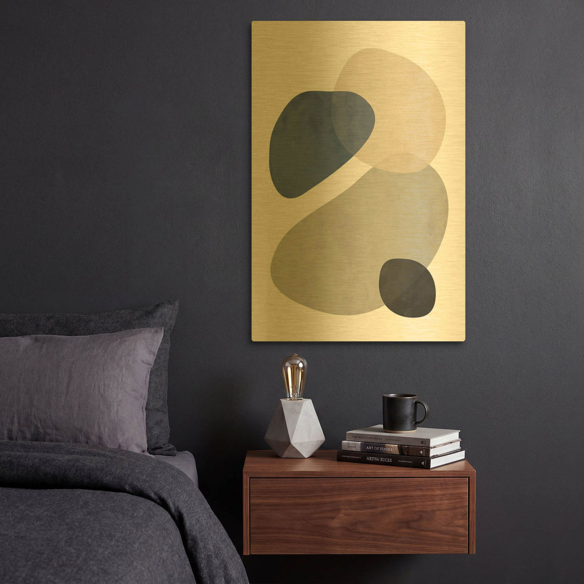 'Stone No. 1' By Brandon Wong Gold Metal Wall Art