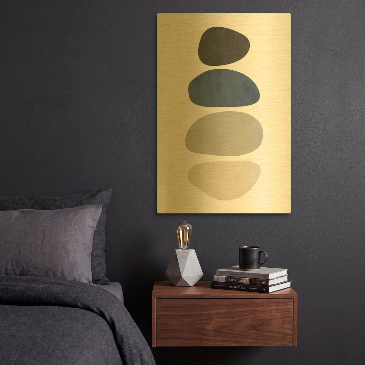 'Stone No. 2' By Brandon Wong Gold Metal Wall Art