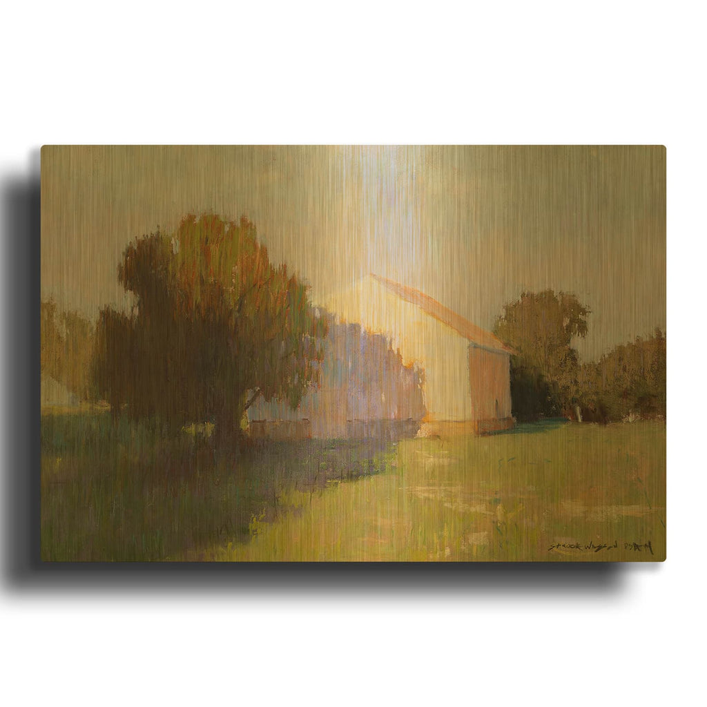 'Sunrise Barn' By Carol Strock Wasson Gold Metal Wall Art