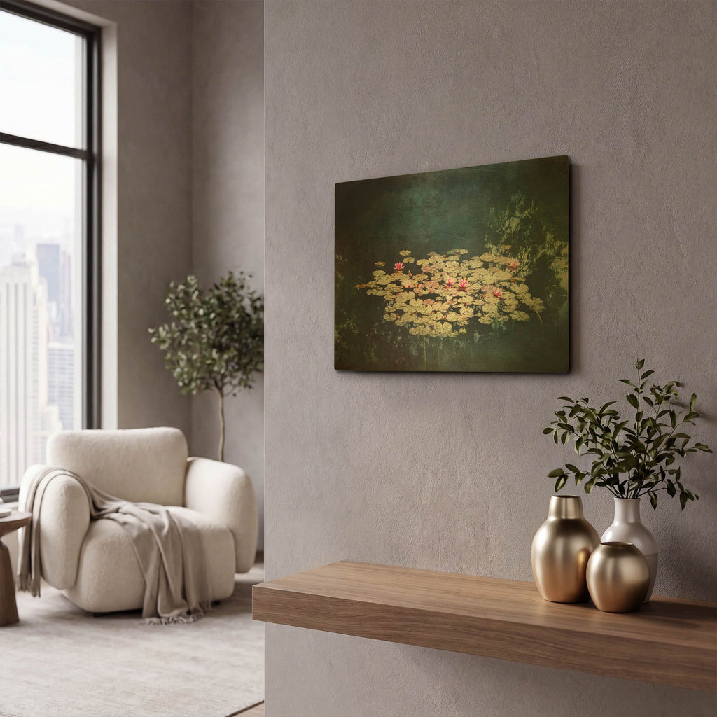 'Waterlilies' By Dirk Wustenhagen Gold Metal Wall Art