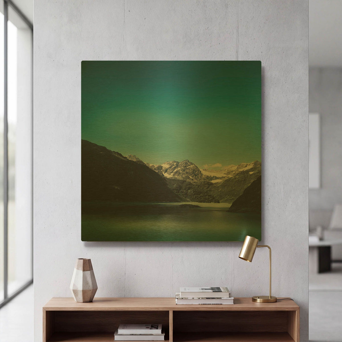 'Turquoise Mountain Lake' By Dirk Wustenhagen Gold Metal Wall Art