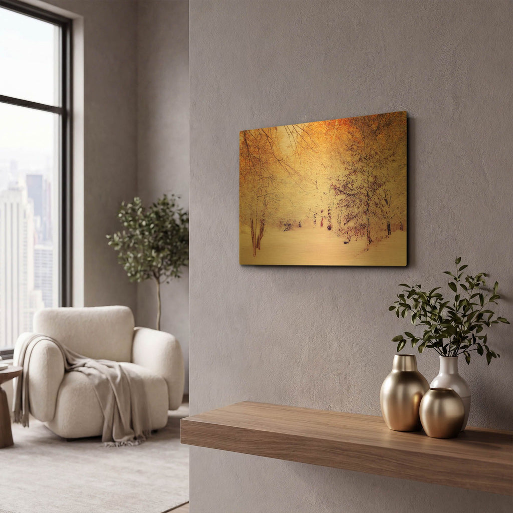 'Snowy Sunrise' By Dirk Wustenhagen Gold Metal Wall Art