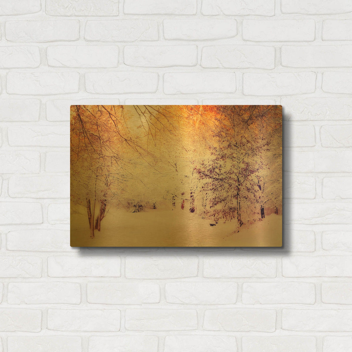 'Snowy Sunrise' By Dirk Wustenhagen Gold Metal Wall Art