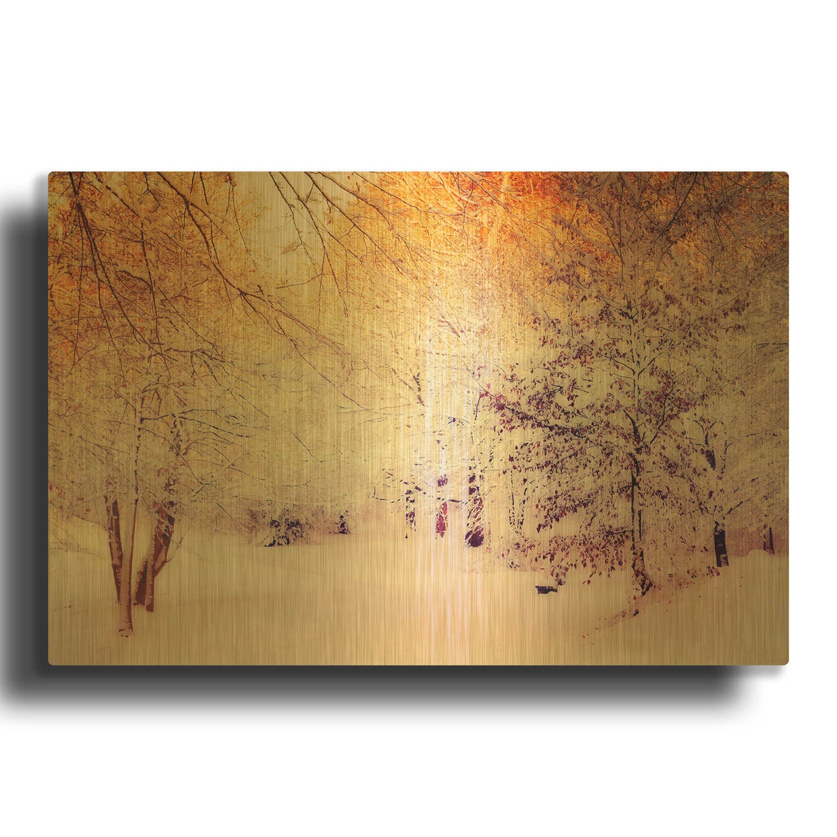 'Snowy Sunrise' By Dirk Wustenhagen Gold Metal Wall Art