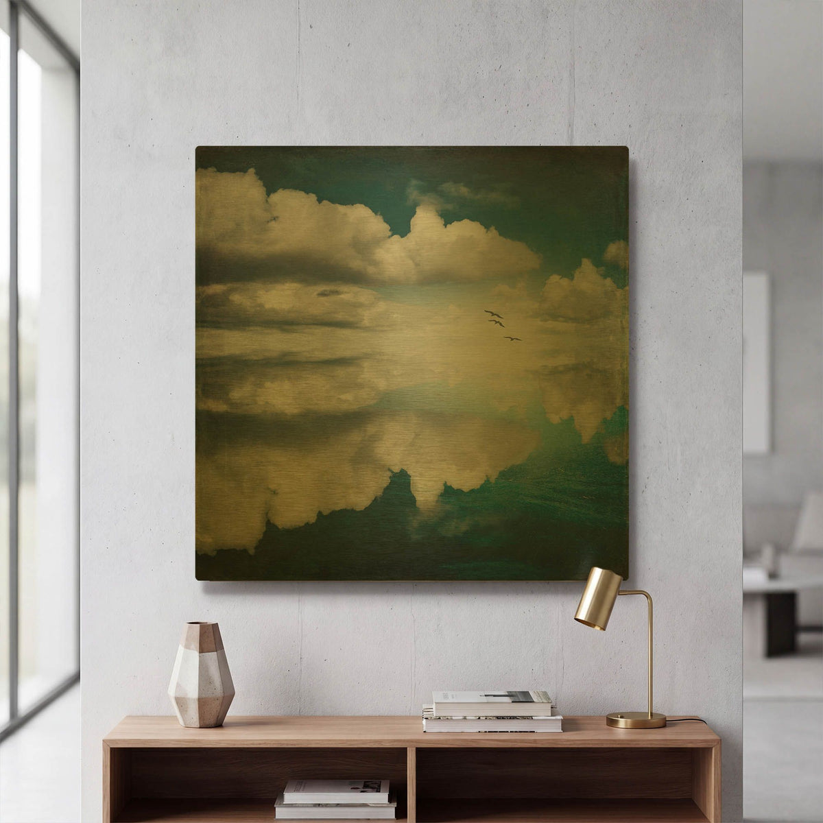 'Spaces II - Sea of Clouds' By Dirk Wustenhagen Gold Metal Wall Art