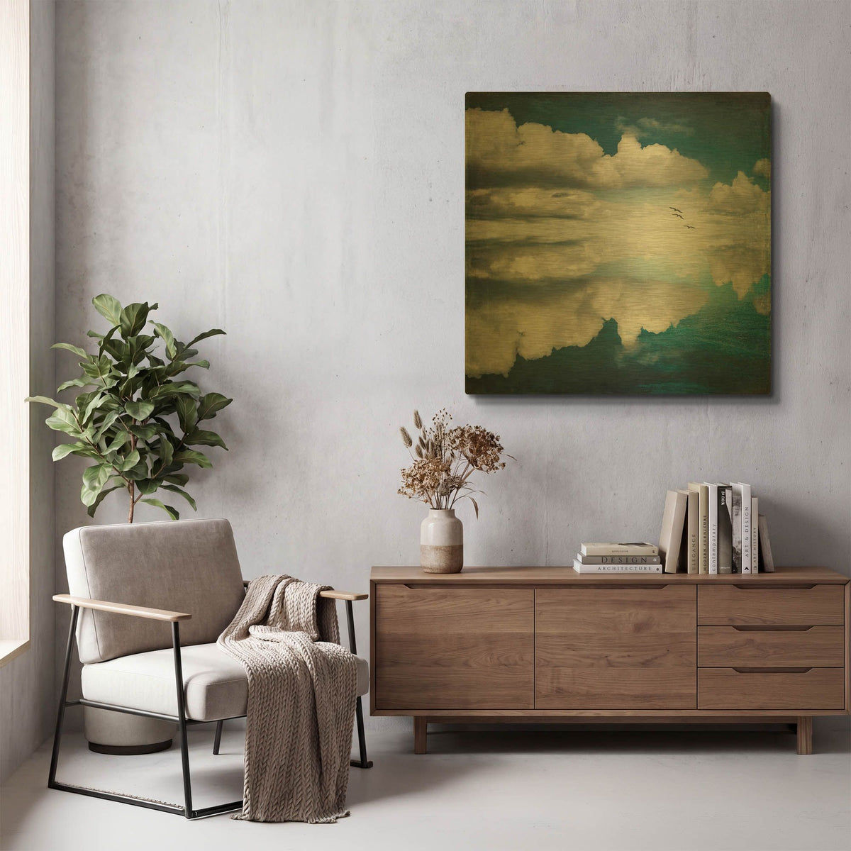 'Spaces II - Sea of Clouds' By Dirk Wustenhagen Gold Metal Wall Art