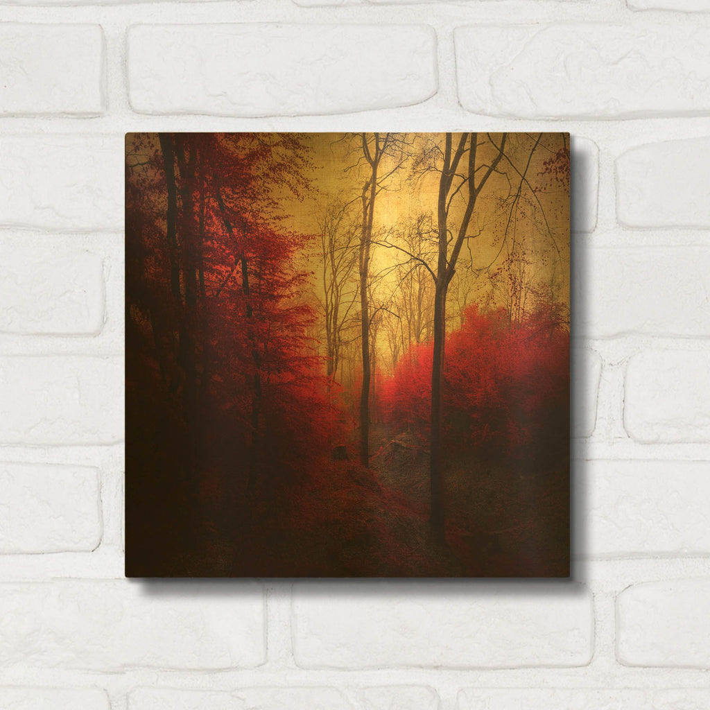'Ruby Red Forest' By Dirk Wustenhagen Gold Metal Wall Art