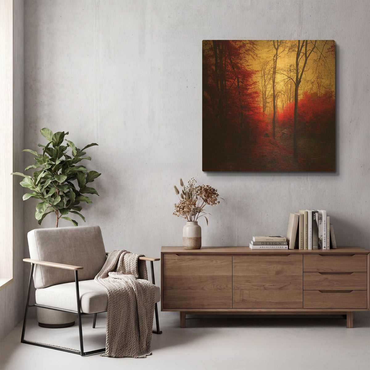 'Ruby Red Forest' By Dirk Wustenhagen Gold Metal Wall Art