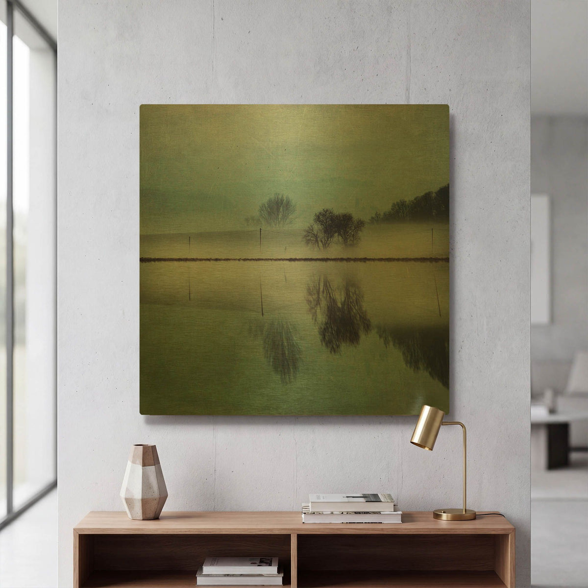 'Misty Mirror' By Dirk Wustenhagen Gold Metal Wall Art