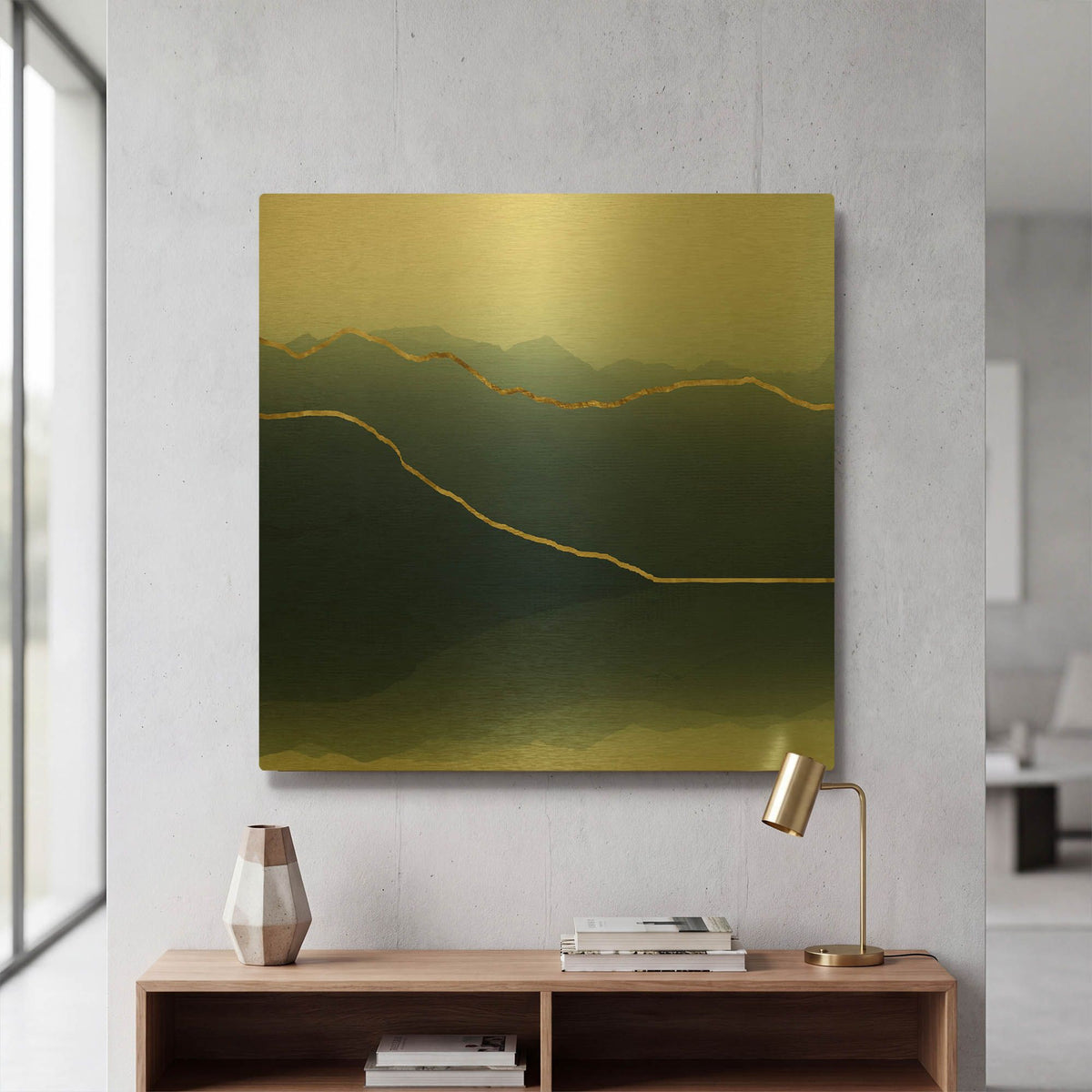 'Gold Lined Alps' By Dirk Wustenhagen Gold Metal Wall Art