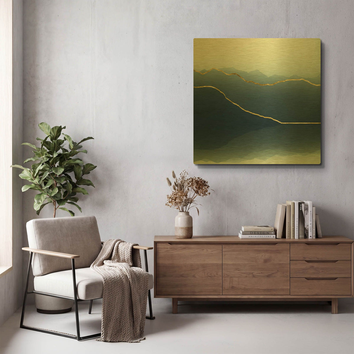 'Gold Lined Alps' By Dirk Wustenhagen Gold Metal Wall Art