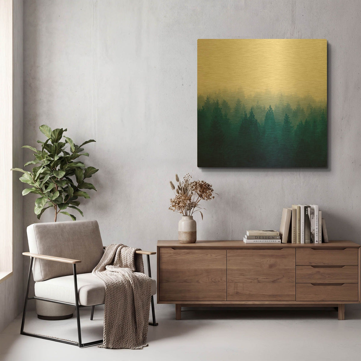 'Heart and Soul - Foggy Forest' By Dirk Wustenhagen Gold Metal Wall Art