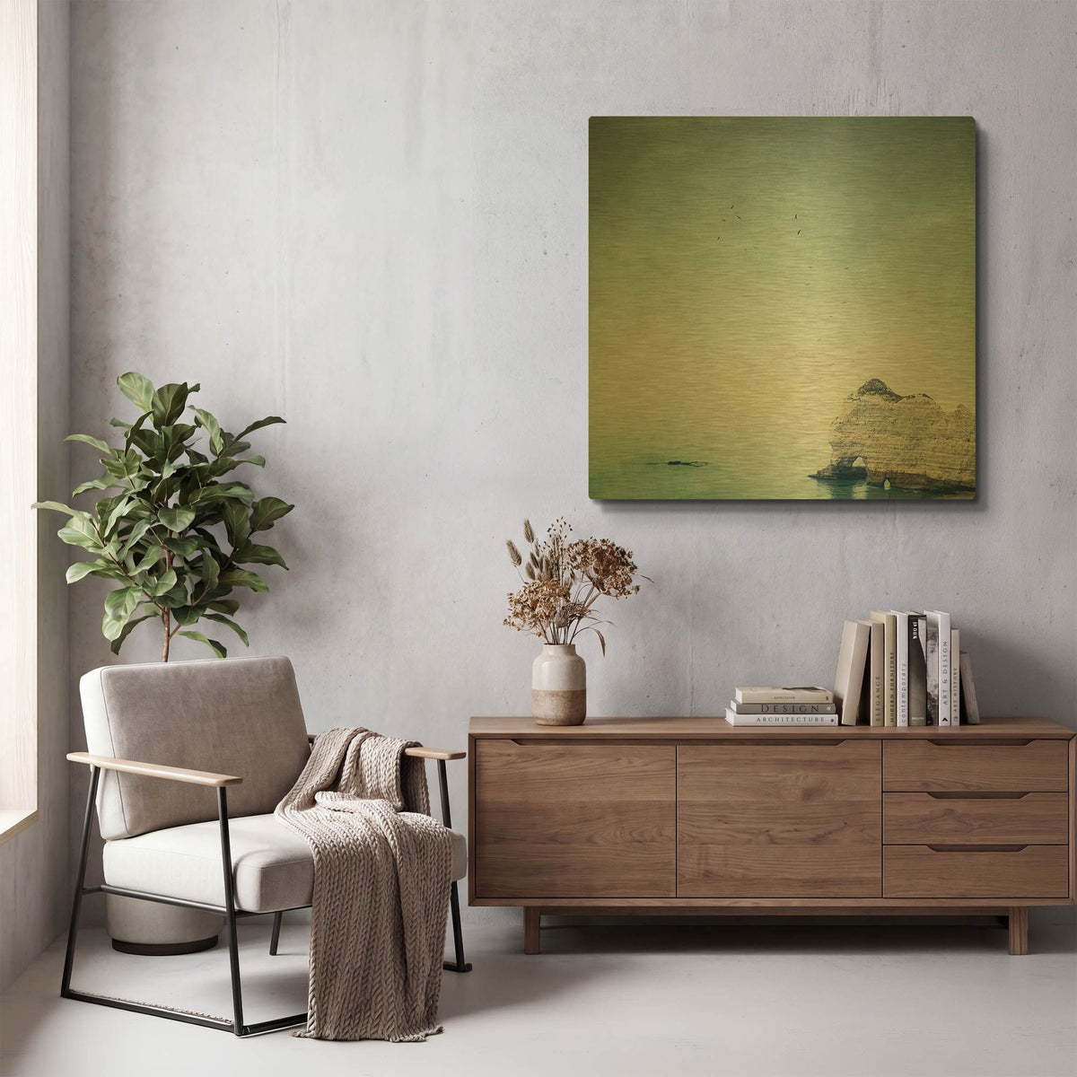 'Falaise d’Amont' By Dirk Wustenhagen Gold Metal Wall Art