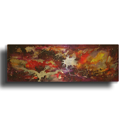 'Watercolor Nebula Burgundy' By Craig Snodgrass Gold Metal Wall Art
