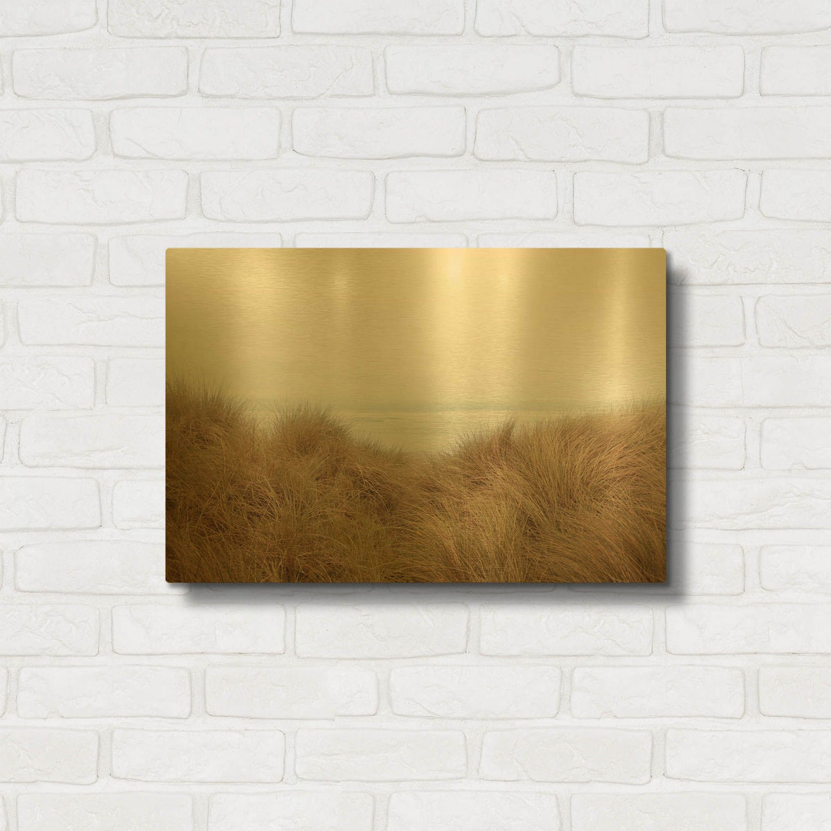 'White Oceans 48' By Ian Winstanley Gold Metal Wall Art