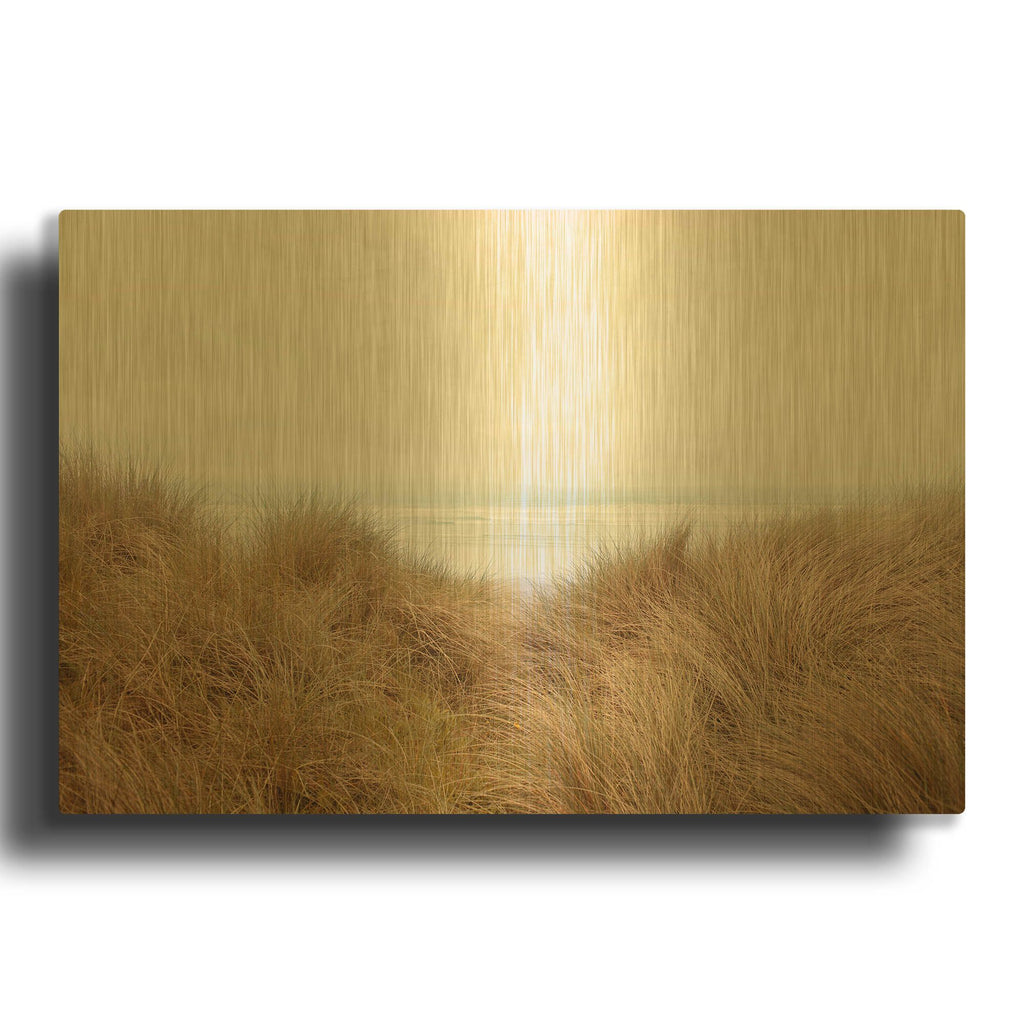 'White Oceans 48' By Ian Winstanley Gold Metal Wall Art
