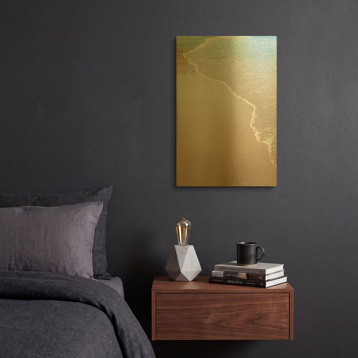 'White Oceans 51' By Ian Winstanley Gold Metal Wall Art