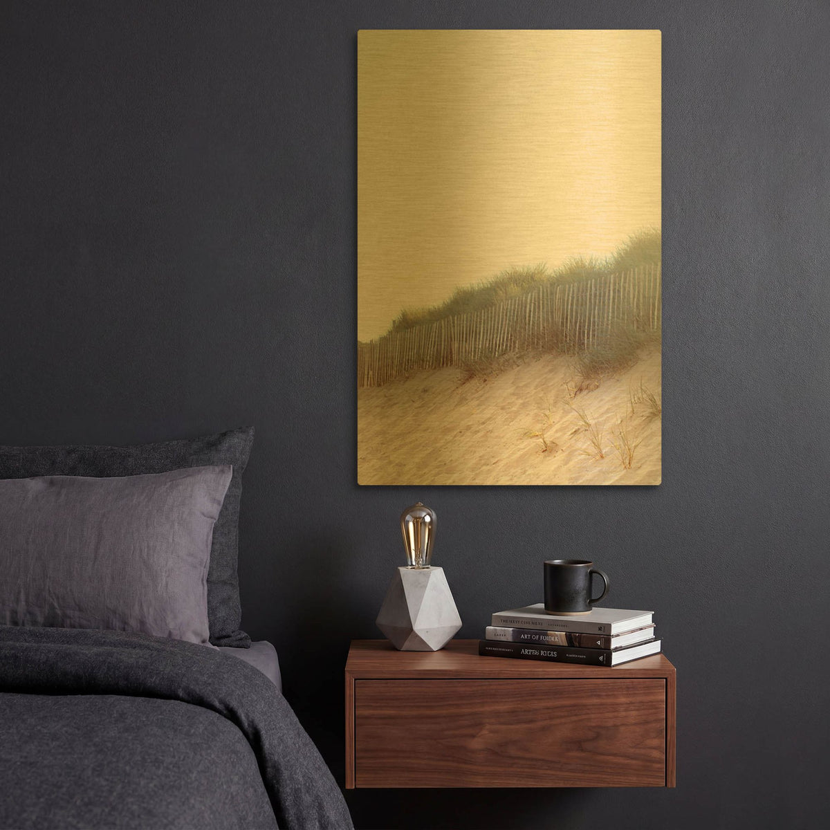 'White Oceans 55' By Ian Winstanley Gold Metal Wall Art