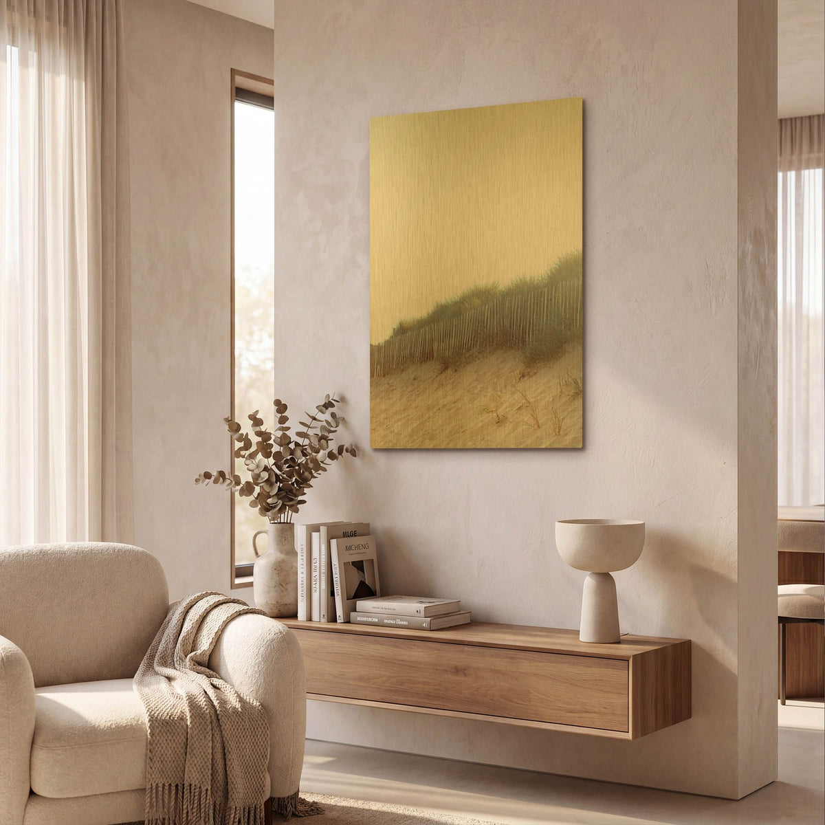 'White Oceans 55' By Ian Winstanley Gold Metal Wall Art