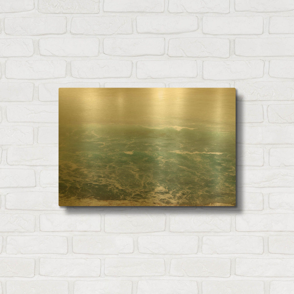 'White Oceans 4' By Ian Winstanley Gold Metal Wall Art