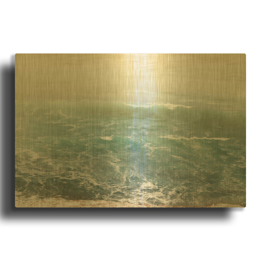 'White Oceans 4' By Ian Winstanley Gold Metal Wall Art