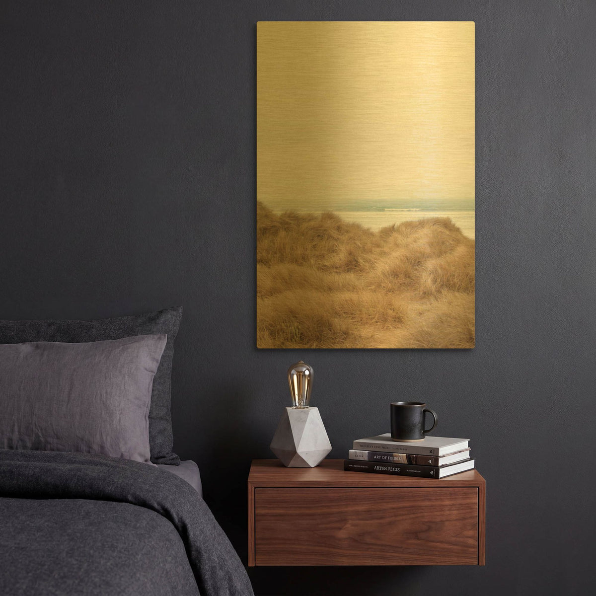 'White Oceans 47' By Ian Winstanley Gold Metal Wall Art