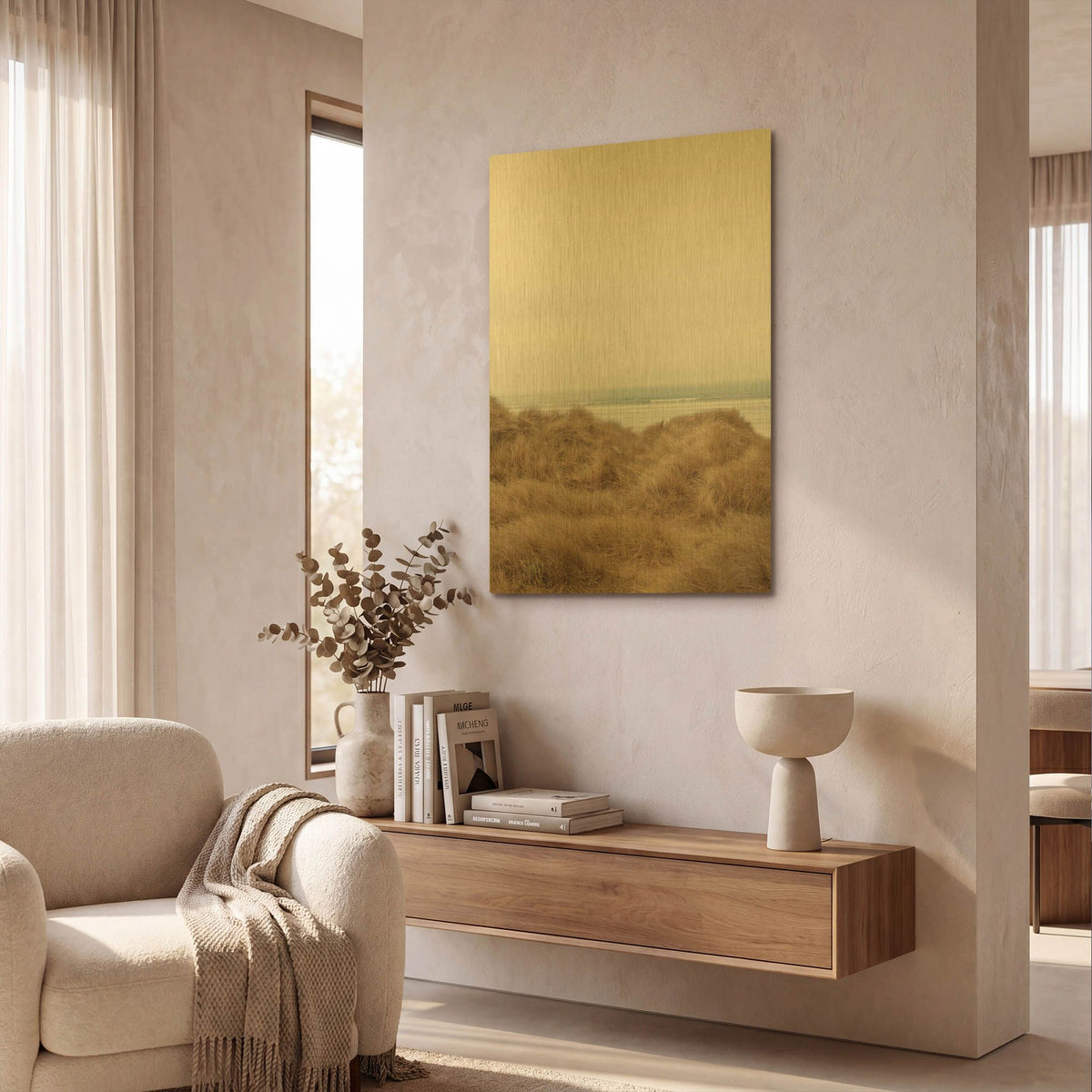 'White Oceans 47' By Ian Winstanley Gold Metal Wall Art
