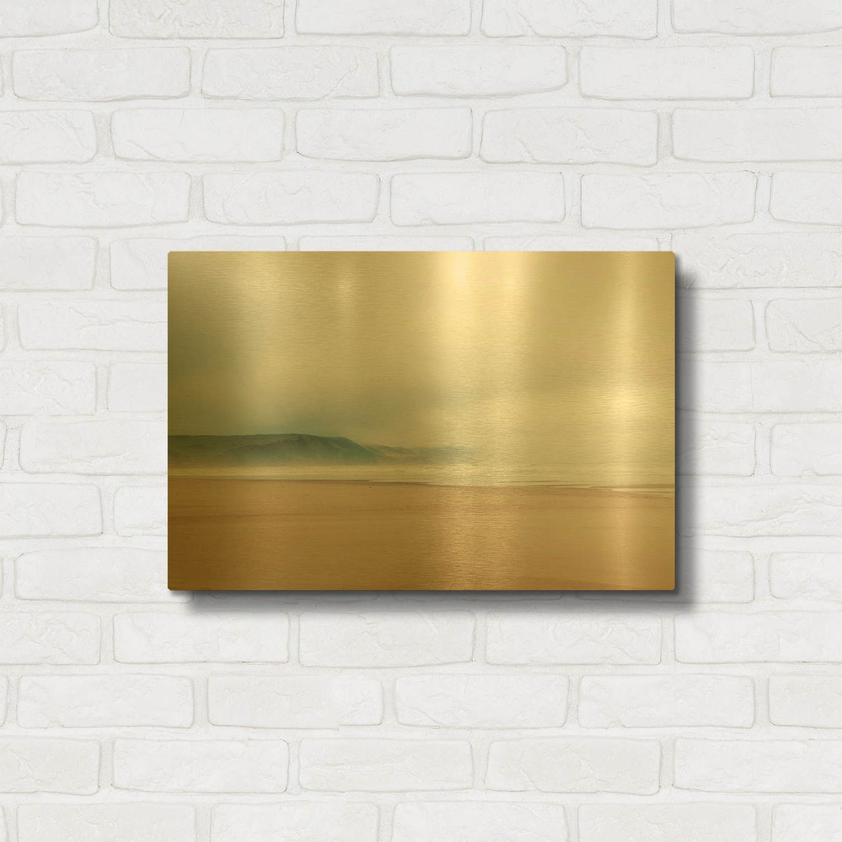 'White Oceans 10' By Ian Winstanley Gold Metal Wall Art