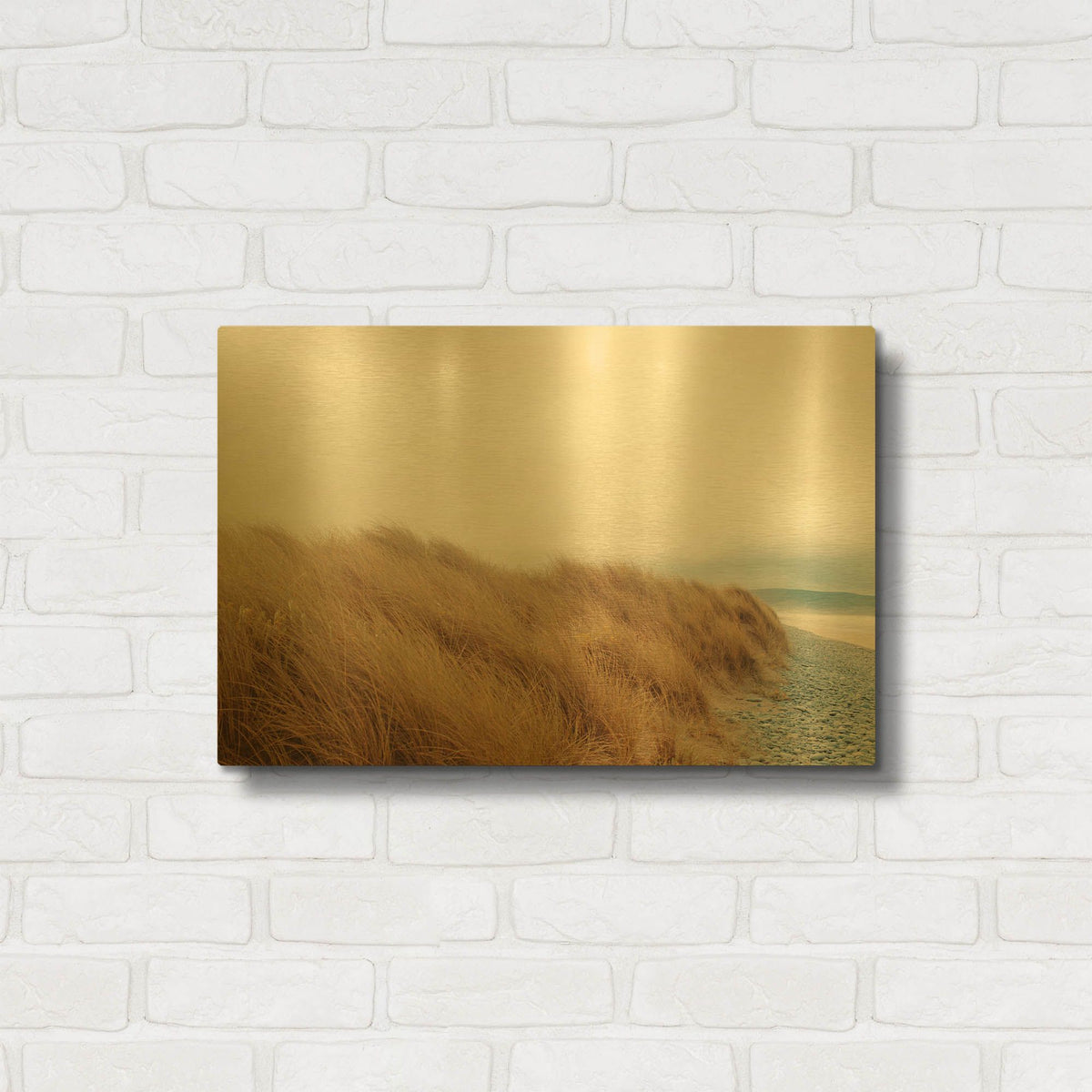 'White Oceans 11' By Ian Winstanley Gold Metal Wall Art