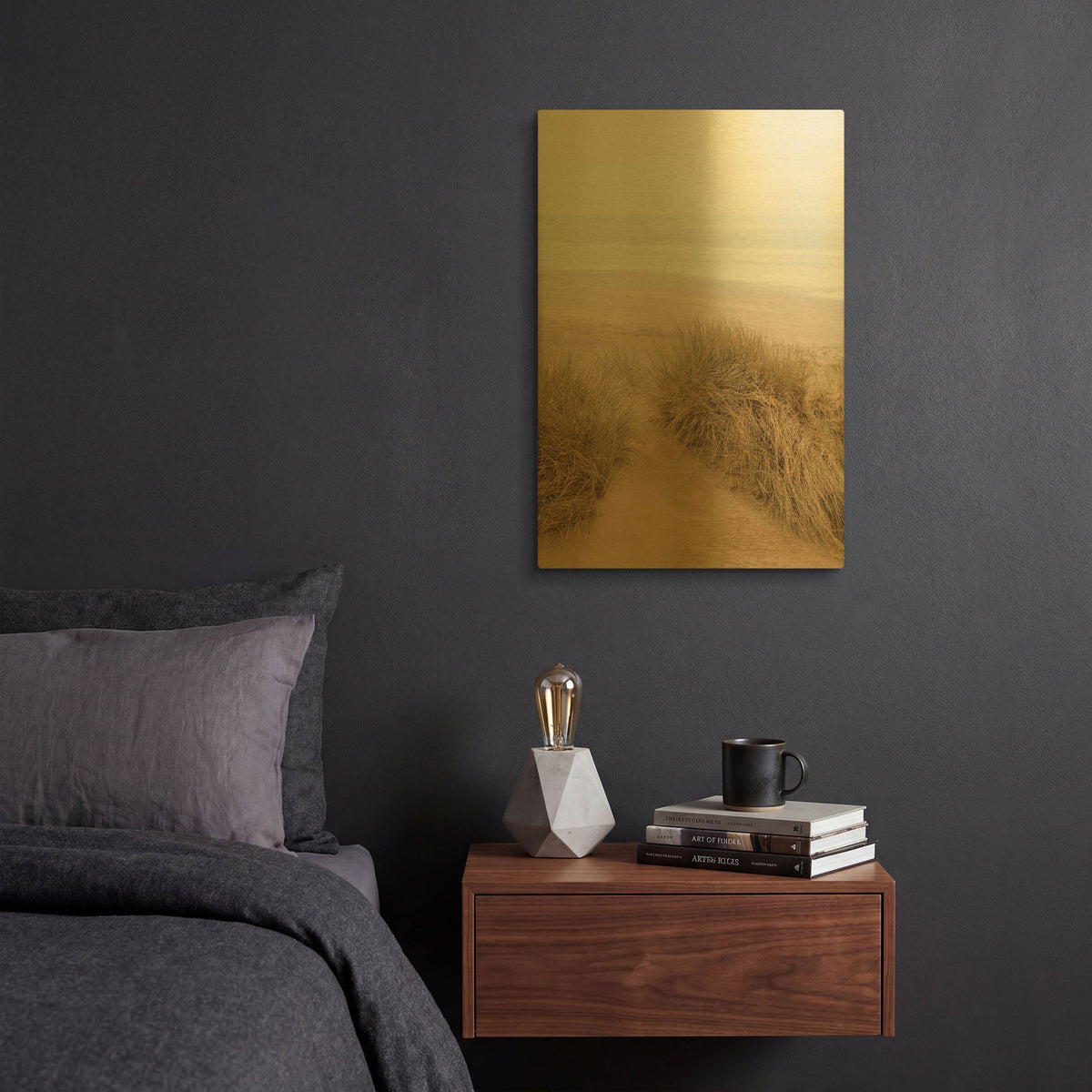 'White Oceans 31' By Ian Winstanley Gold Metal Wall Art