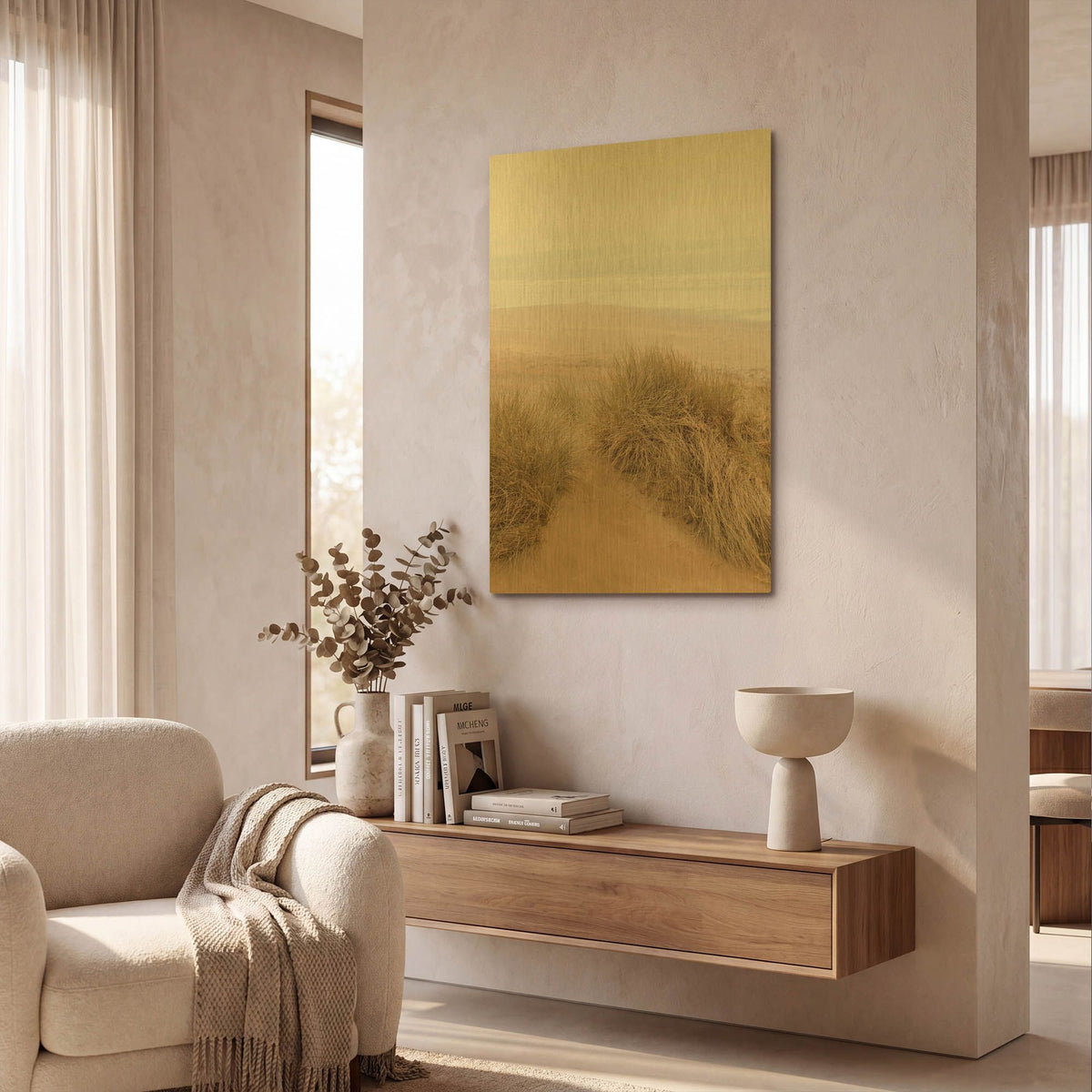 'White Oceans 31' By Ian Winstanley Gold Metal Wall Art