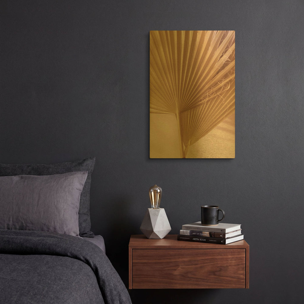 'Pastel Fan 1' By Ian Winstanley Gold Metal Wall Art