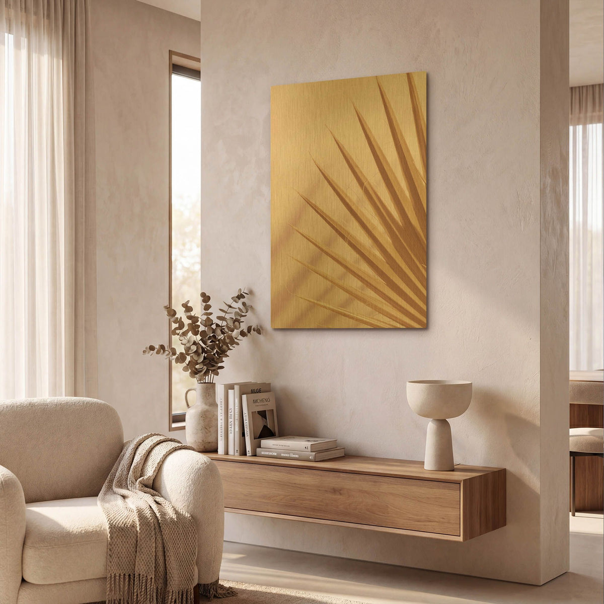 'Pastel Fan 4' By Ian Winstanley Gold Metal Wall Art