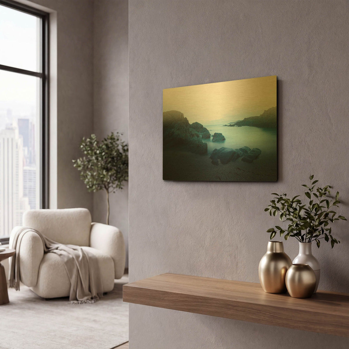 'Ocean 17' By Ian Winstanley Gold Metal Wall Art