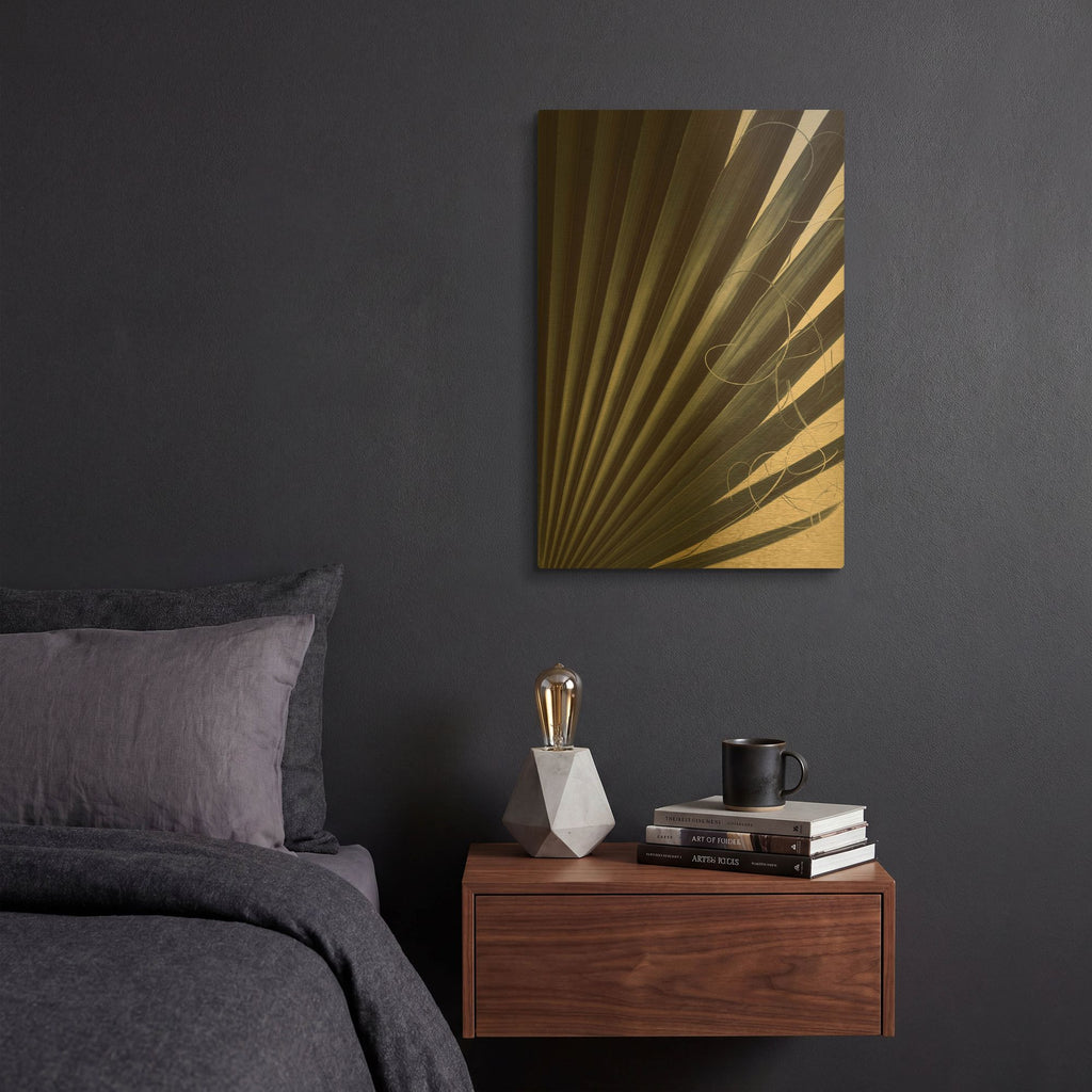 'Fan Palm Detail 2' By Ian Winstanley Gold Metal Wall Art