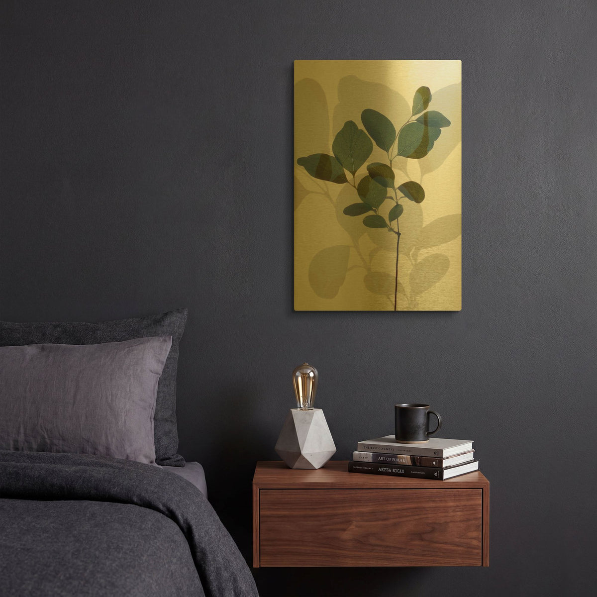 'Green Leaves 7' By Ian Winstanley Gold Metal Wall Art