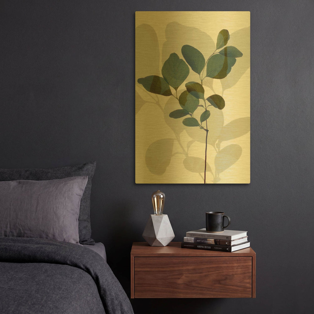 'Green Leaves 7' By Ian Winstanley Gold Metal Wall Art