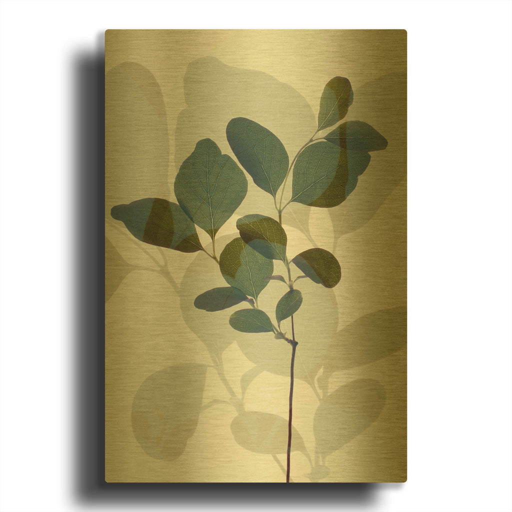 'Green Leaves 7' By Ian Winstanley Gold Metal Wall Art