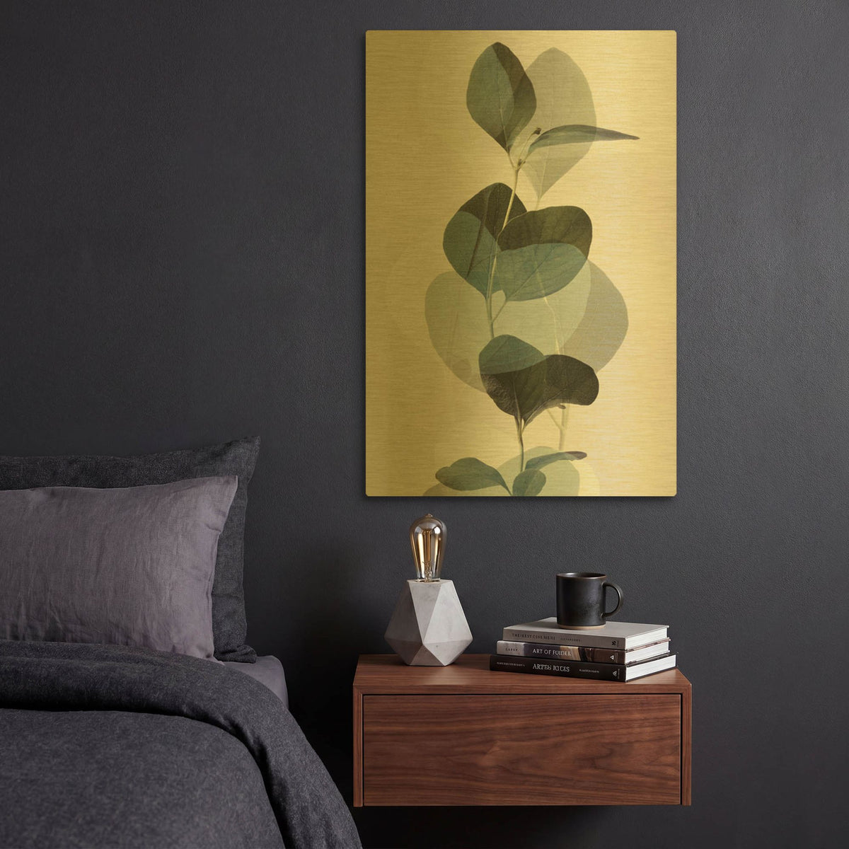 'Green Leaves 8' By Ian Winstanley Gold Metal Wall Art