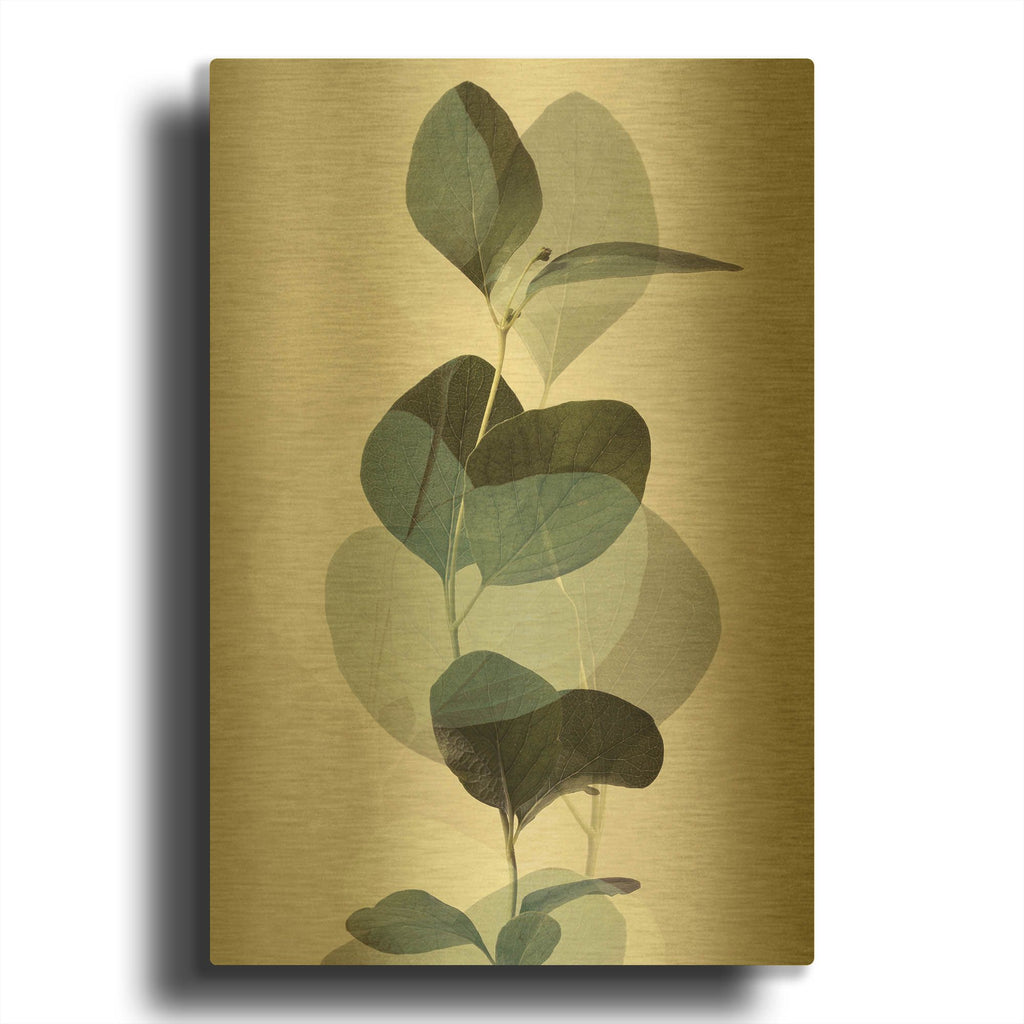 'Green Leaves 8' By Ian Winstanley Gold Metal Wall Art
