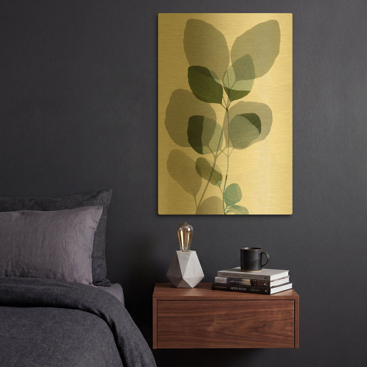 'Green Leaves 10' By Ian Winstanley Gold Metal Wall Art