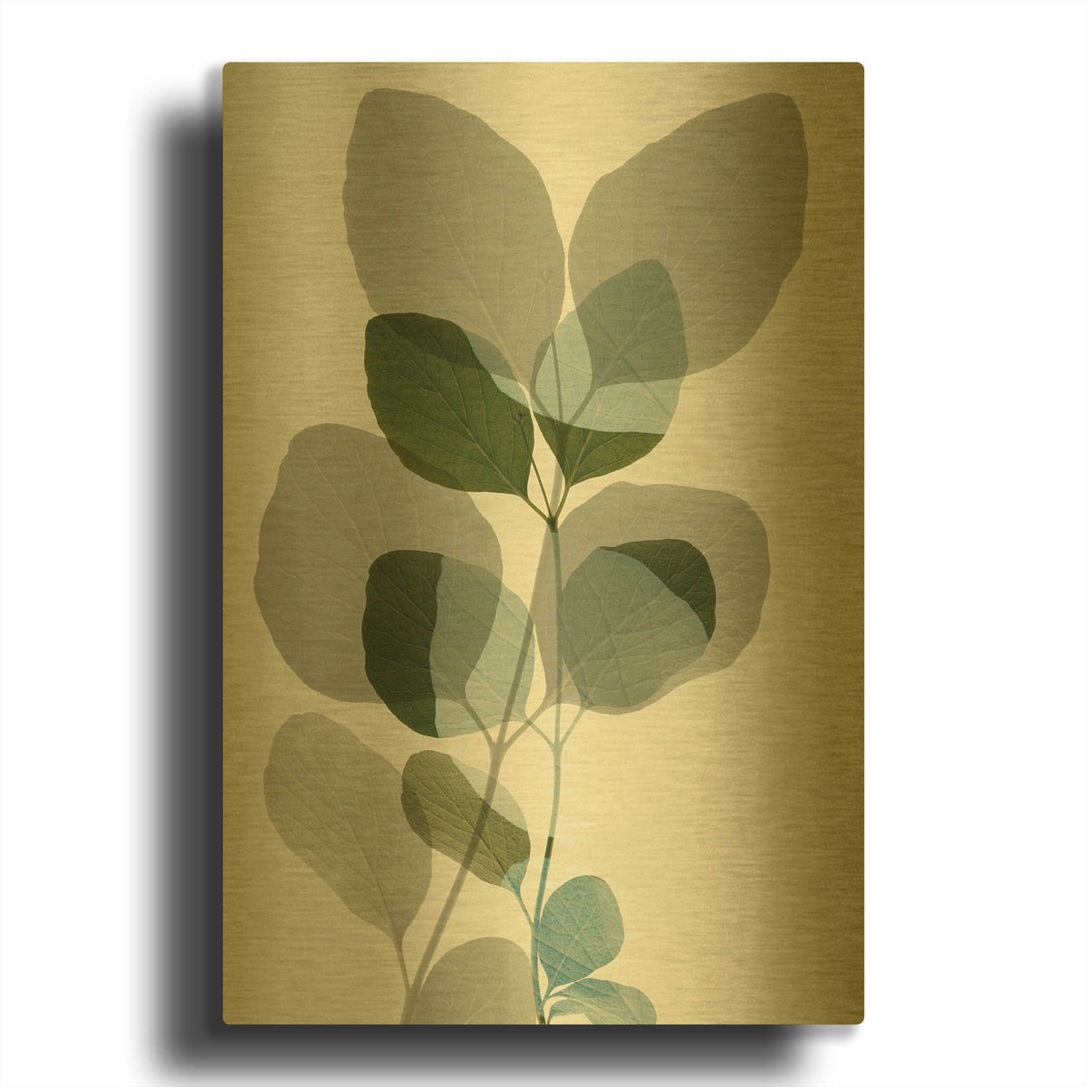 'Green Leaves 10' By Ian Winstanley Gold Metal Wall Art