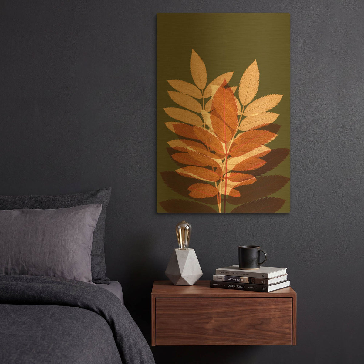 'Fall Leaves 4' By Ian Winstanley Gold Metal Wall Art