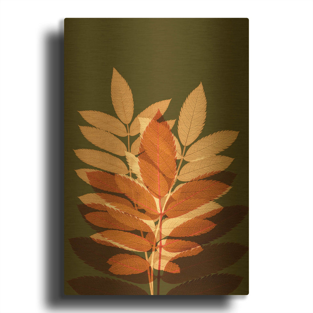 'Fall Leaves 4' By Ian Winstanley Gold Metal Wall Art