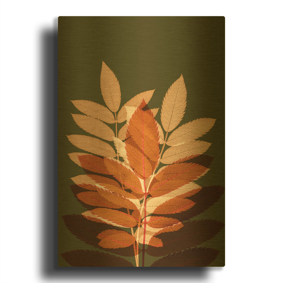 'Fall Leaves 4' By Ian Winstanley Gold Metal Wall Art