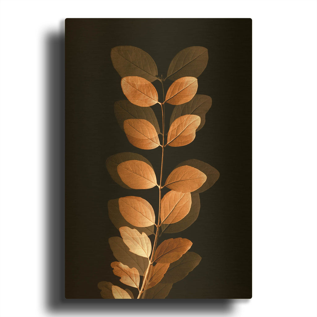 'Fall Leaves 7' By Ian Winstanley Gold Metal Wall Art