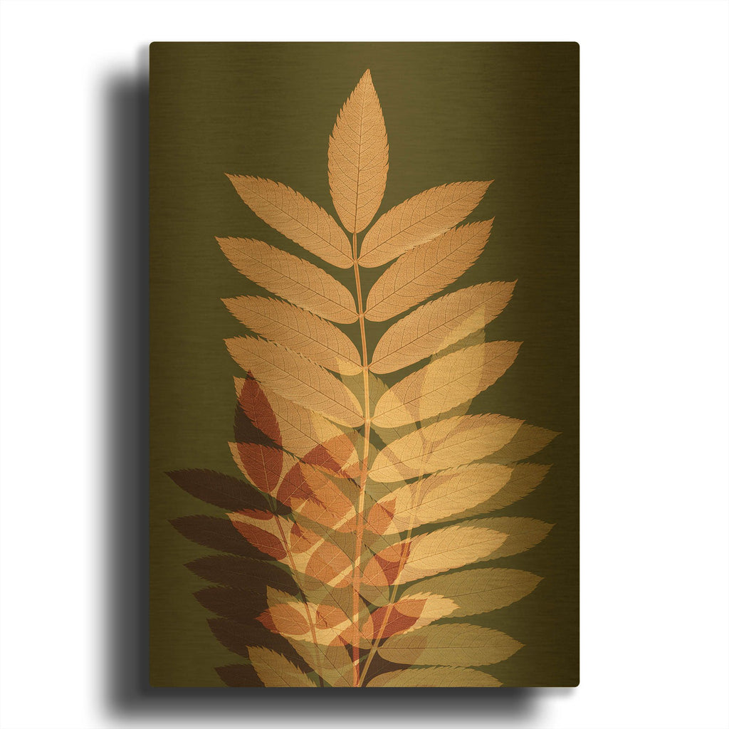'Fall Leaves 2' By Ian Winstanley Gold Metal Wall Art