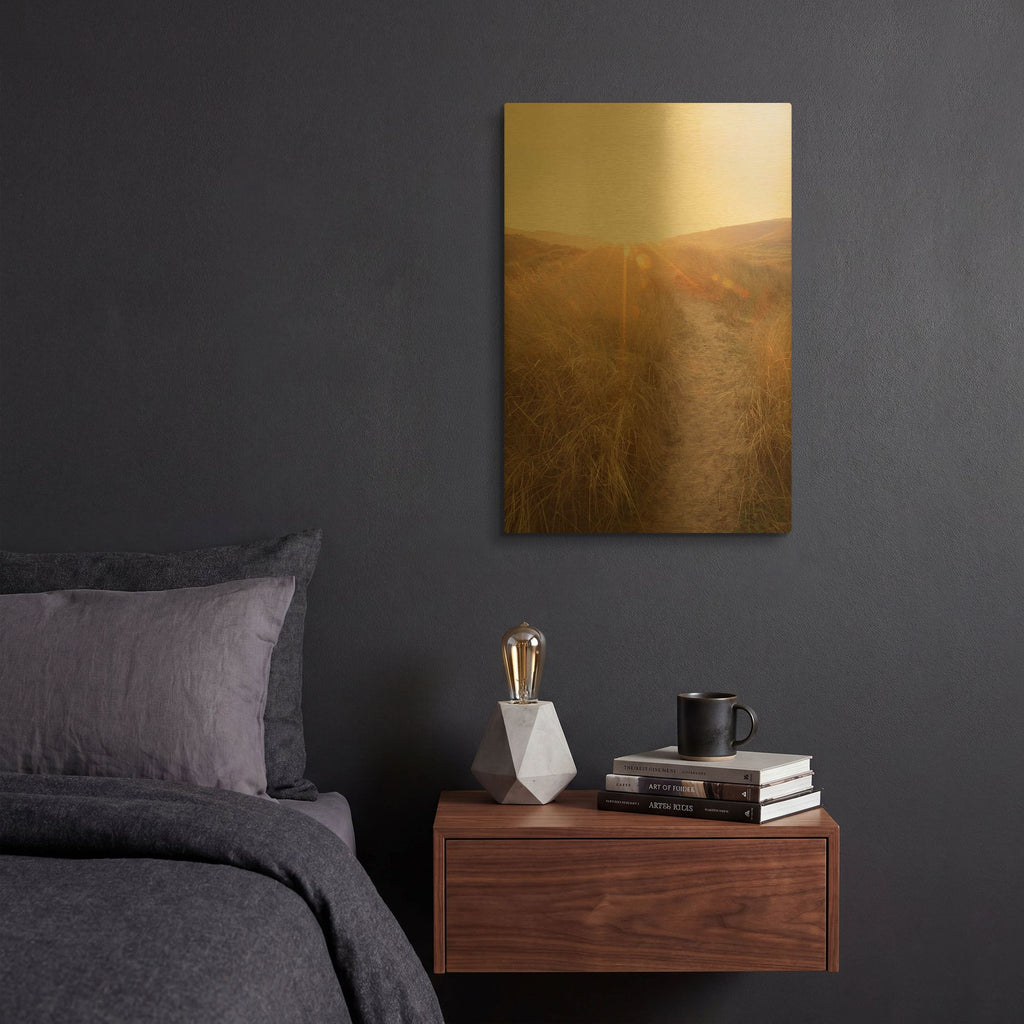'Dunes with Seagulls 4' By Ian Winstanley Gold Metal Wall Art